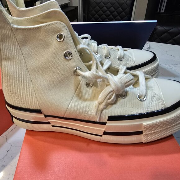 Converse Unisex Chuck 70 Hi Plus Sneaker Shoe Egret/Black/Egret US Womens Size 8 - Picture 2 of 14